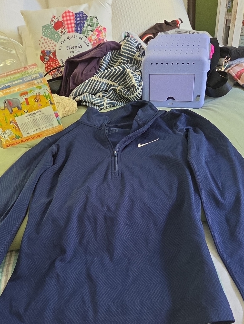 Nike Navy Blue Quarter-Zip Pullover with Swoosh